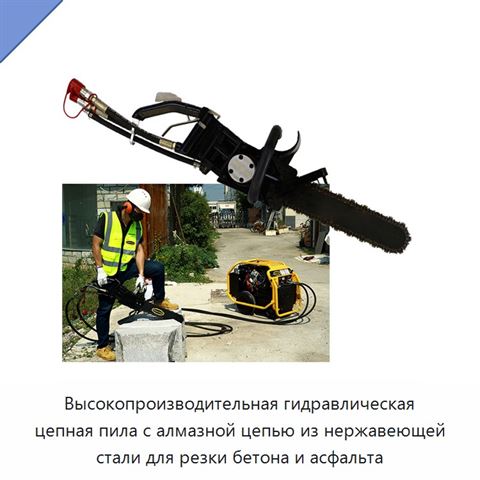 Высокопроизводительная гидравлическая цепная пила с алмазной цепью из нержавеющей стали для резки бетона и асфальта