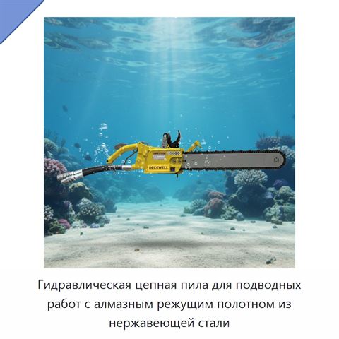 Гидравлическая цепная пила для подводных работ с алмазным режущим полотном из нержавеющей стали