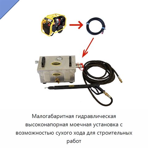 Малогабаритная гидравлическая высоконапорная моечная установка с возможностью сухого хода для строительных работ