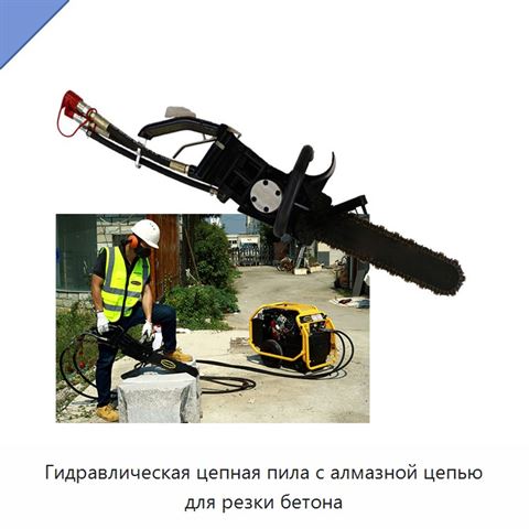 Гидравлическая цепная пила с алмазной цепью для резки бетона