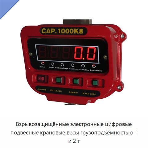 Взрывозащищённые электронные цифровые подвесные крановые весы грузоподъёмностью 1 и 2 т