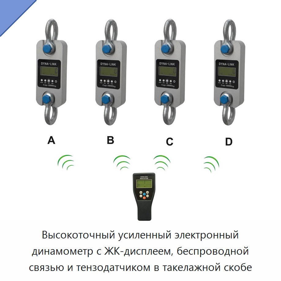 Высокоточный усиленный электронный динамометр с ЖК-дисплеем, беспроводной связью и тензодатчиком в такелажной скобе