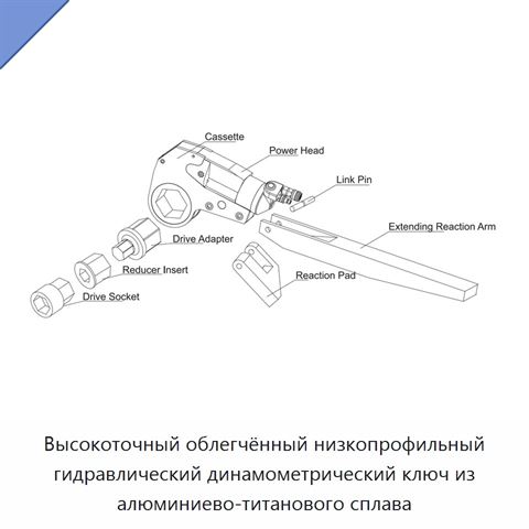 Высокоточный облегчённый низкопрофильный гидравлический динамометрический ключ из алюминиево-титанового сплава