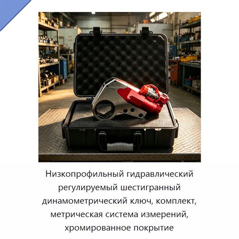 Низкопрофильный гидравлический регулируемый шестигранный динамометрический ключ, комплект, метрическая система измерений, хромированное покрытие