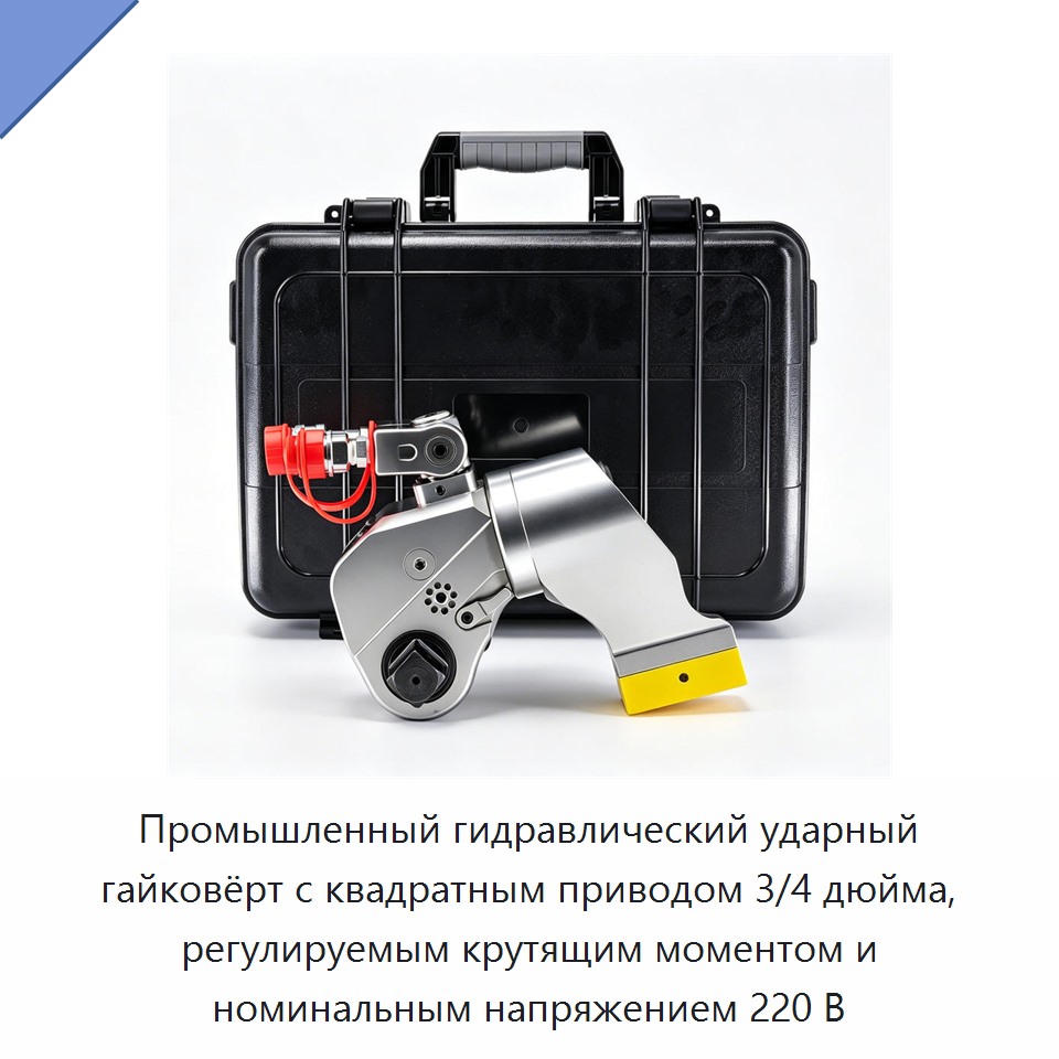 Промышленный гидравлический ударный гайковёрт с квадратным приводом 3/4 дюйма, регулируемым крутящим моментом и номинальным напряжением 220 В — Гайковёрты