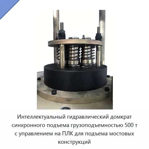 Интеллектуальный гидравлический домкрат синхронного подъема грузоподъемностью 500 т с управлением на ПЛК для подъема мостовых конструкций