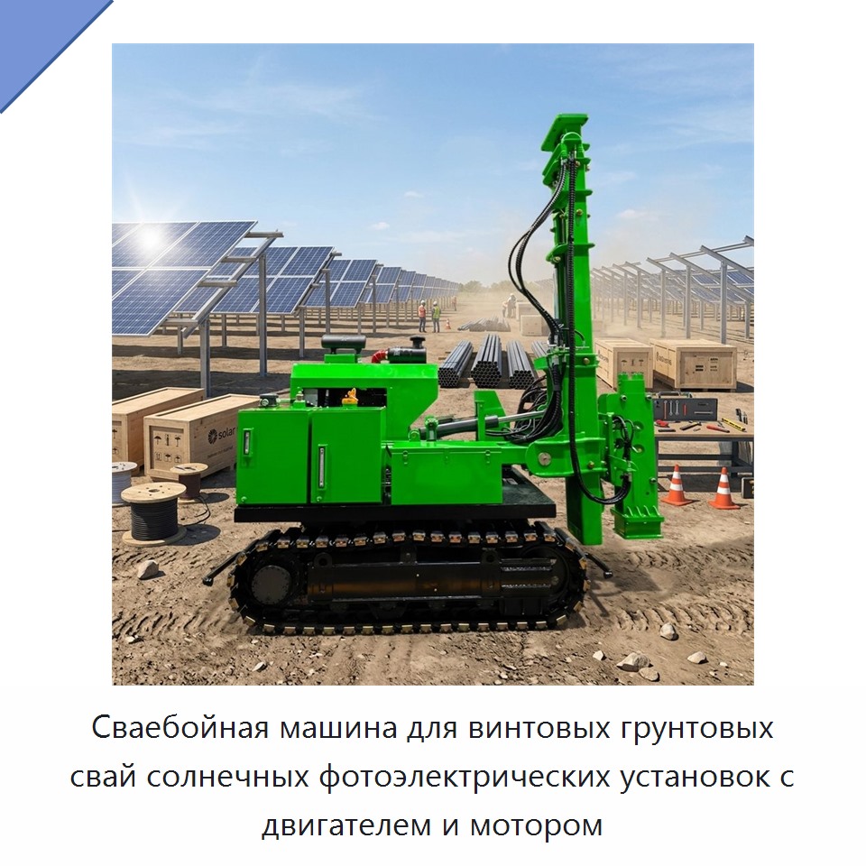Сваебойная машина для винтовых грунтовых свай солнечных фотоэлектрических установок с двигателем и мотором — Сваебойные установки
