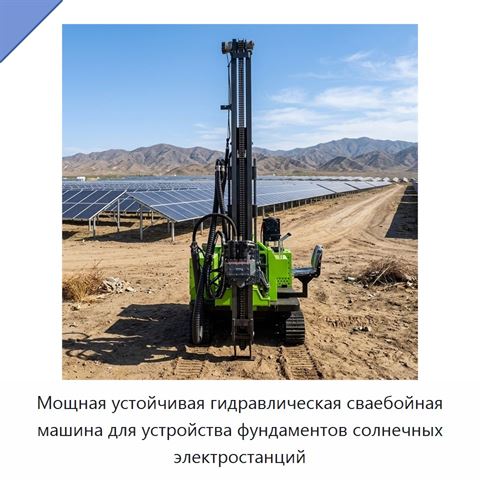 Мощная устойчивая гидравлическая сваебойная машина для устройства фундаментов солнечных электростанций