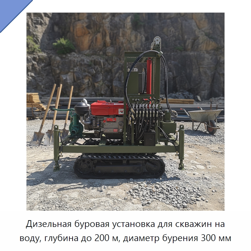 Дизельная буровая установка для скважин на воду, глубина до 200 м, диаметр бурения 300 мм — Горнодобывающее оборудование