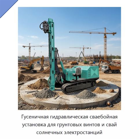 Гусеничная гидравлическая сваебойная установка для грунтовых винтов и свай солнечных электростанций