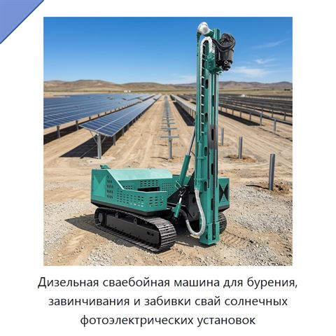 Дизельная сваебойная машина для бурения, завинчивания и забивки свай солнечных фотоэлектрических установок
