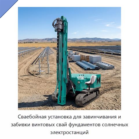 Сваебойная установка для завинчивания и забивки винтовых свай фундаментов солнечных электростанций