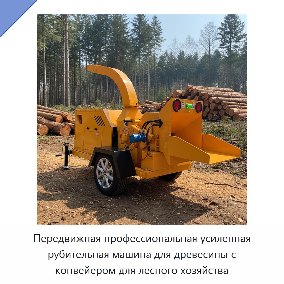 Передвижная профессиональная усиленная рубительная машина для древесины с конвейером для лесного хозяйства — Прочее оборудование для производства строительных материалов