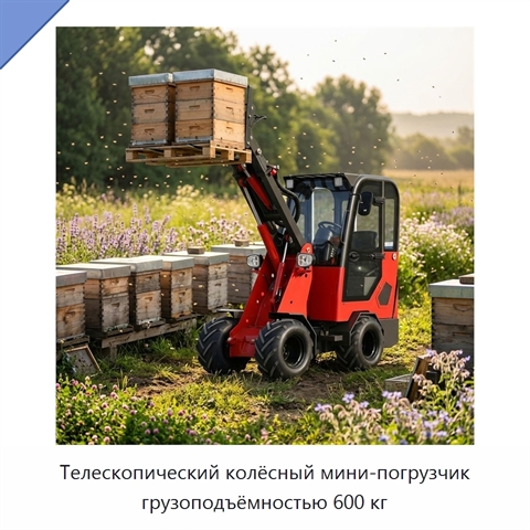 Телескопический колёсный мини-погрузчик грузоподъёмностью 600 кг