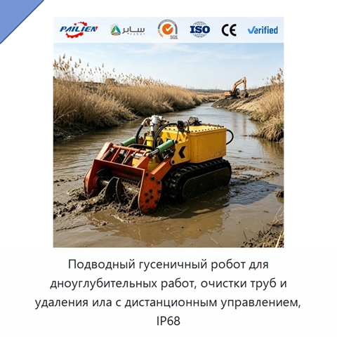 Подводный гусеничный робот для дноуглубительных работ, очистки труб и удаления ила с дистанционным управлением, IP68