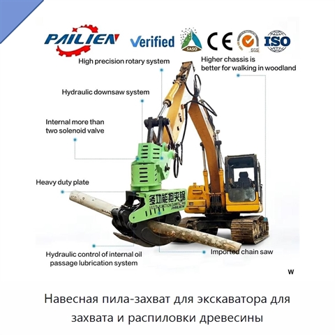 Навесная пила-захват для экскаватора для захвата и распиловки древесины