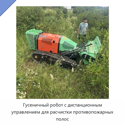 Гусеничный робот с дистанционным управлением для расчистки противопожарных полос
