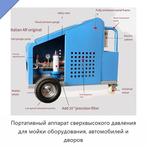 Портативный аппарат сверхвысокого давления для мойки оборудования, автомобилей и дворов
