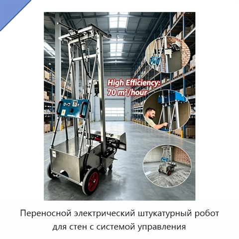 Переносной электрический штукатурный робот для стен с системой управления