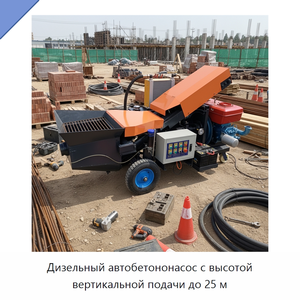 Дизельный автобетононасос с высотой вертикальной подачи до 25 м — Оборудование для работы с бетоном