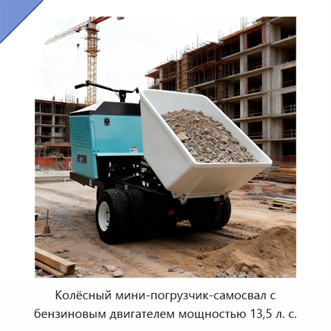 Колёсный мини-погрузчик-самосвал с бензиновым двигателем мощностью 13,5 л. с.