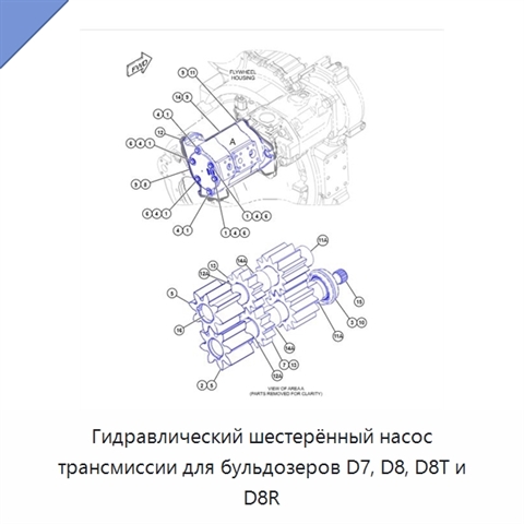 Гидравлический шестерённый насос трансмиссии для бульдозеров D7, D8, D8T и D8R