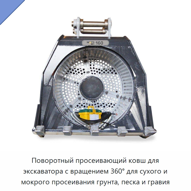 Поворотный просеивающий ковш для экскаватора с вращением 360° для сухого и мокрого просеивания грунта, песка и гравия — Навесное оборудование для строительной техники
