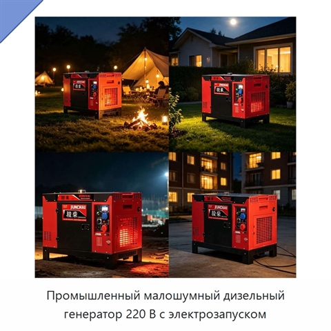 Промышленный малошумный дизельный генератор 220 В с электрозапуском