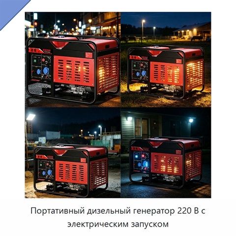 Портативный дизельный генератор 220 В с электрическим запуском