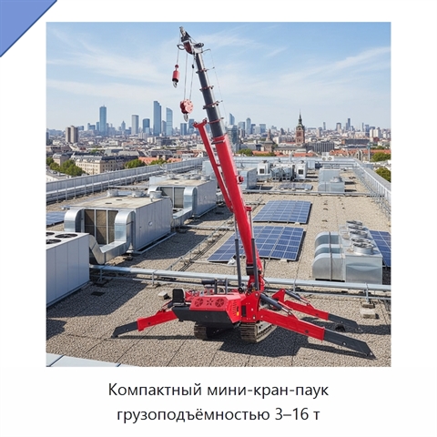 Компактный мини-кран-паук грузоподъёмностью 3–16 т