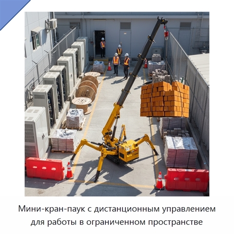 Мини-кран-паук с дистанционным управлением для работы в ограниченном пространстве