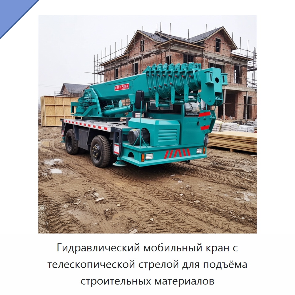 Гидравлический мобильный кран с телескопической стрелой для подъёма строительных материалов — Краны