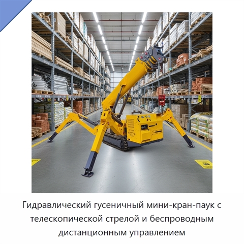 Гидравлический гусеничный мини-кран-паук с телескопической стрелой и беспроводным дистанционным управлением