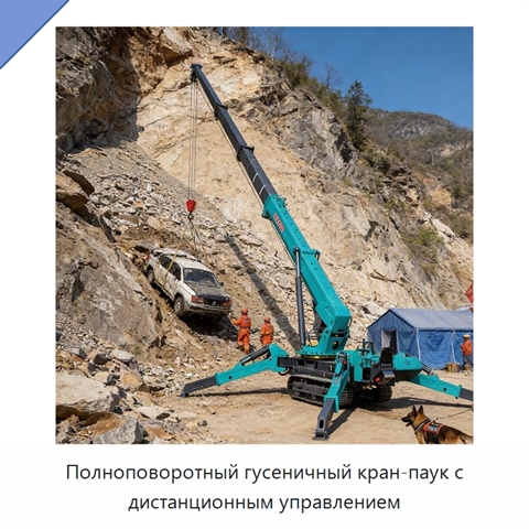 Полноповоротный гусеничный кран-паук с дистанционным управлением