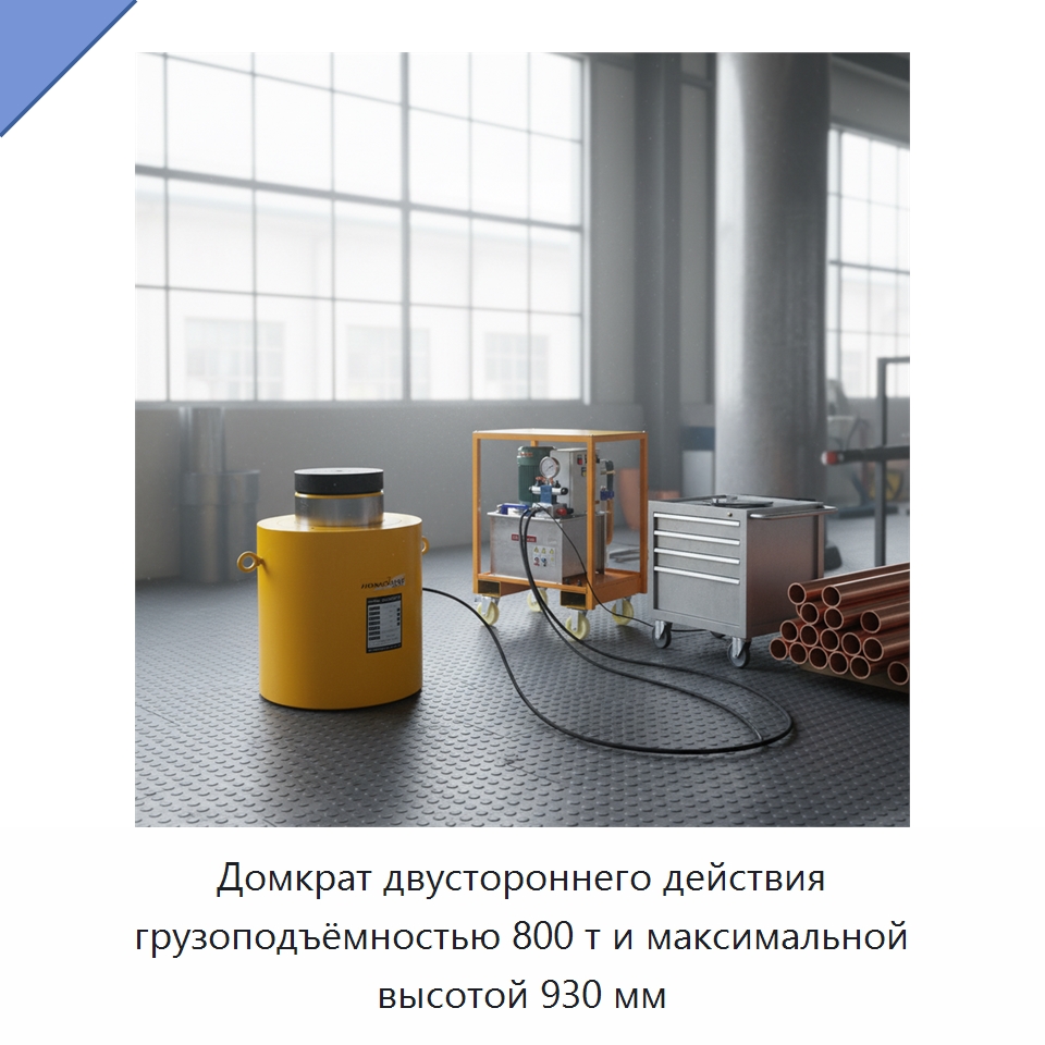 Домкрат двустороннего действия грузоподъёмностью 800 т и максимальной высотой 930 мм — Домкраты