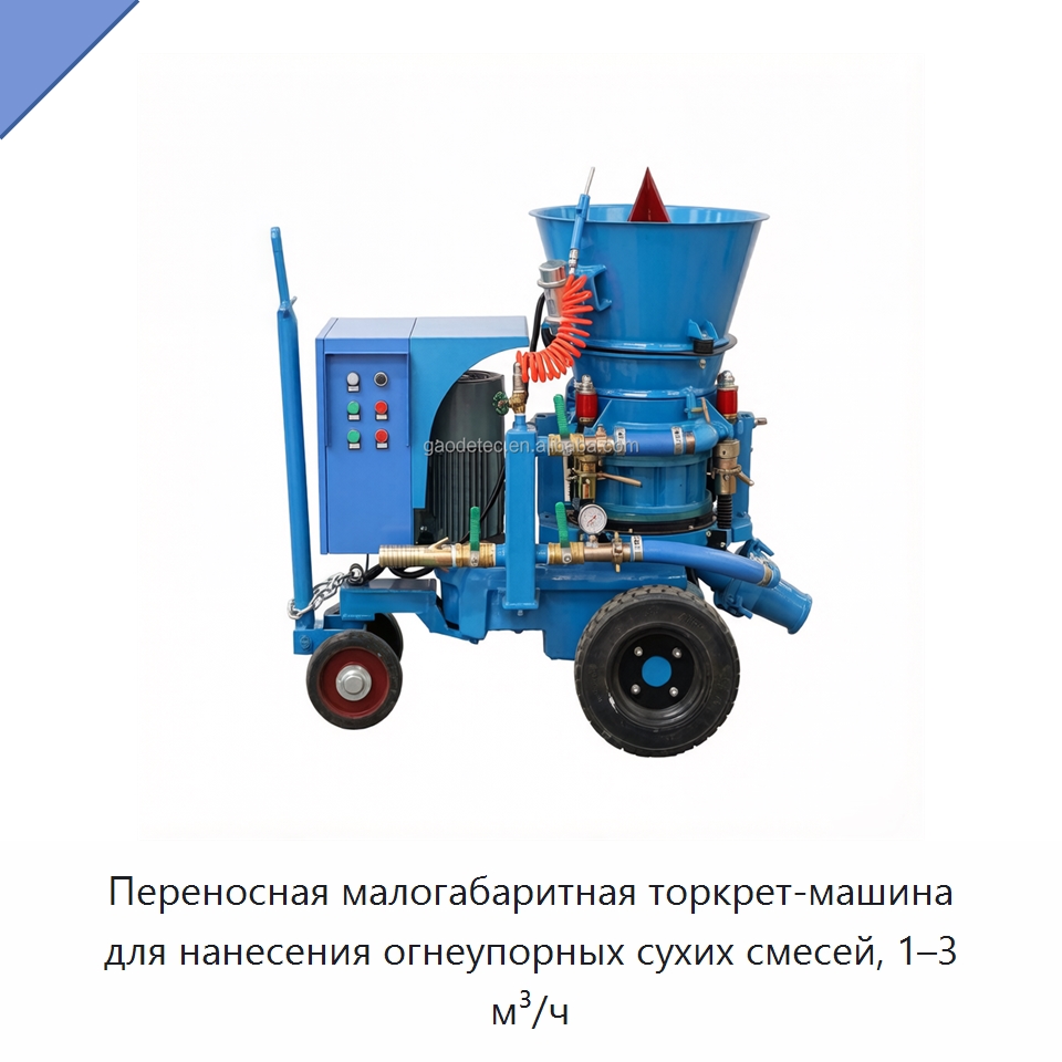 Переносная малогабаритная торкрет-машина для нанесения огнеупорных сухих смесей, 1–3 м³/ч — Оборудование для работы с бетоном
