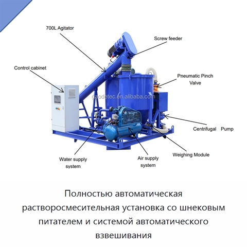 Полностью автоматическая растворосмесительная установка со шнековым питателем и системой автоматического взвешивания