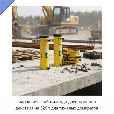 Гидравлический цилиндр двустороннего действия на 520 т для тяжёлых домкратов