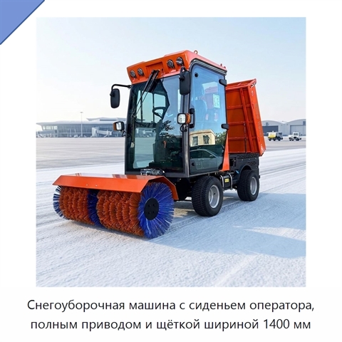 Снегоуборочная машина с сиденьем оператора, полным приводом и щёткой шириной 1400 мм