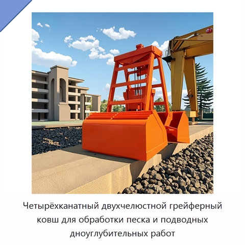 Четырёхканатный двухчелюстной грейферный ковш для обработки песка и подводных дноуглубительных работ