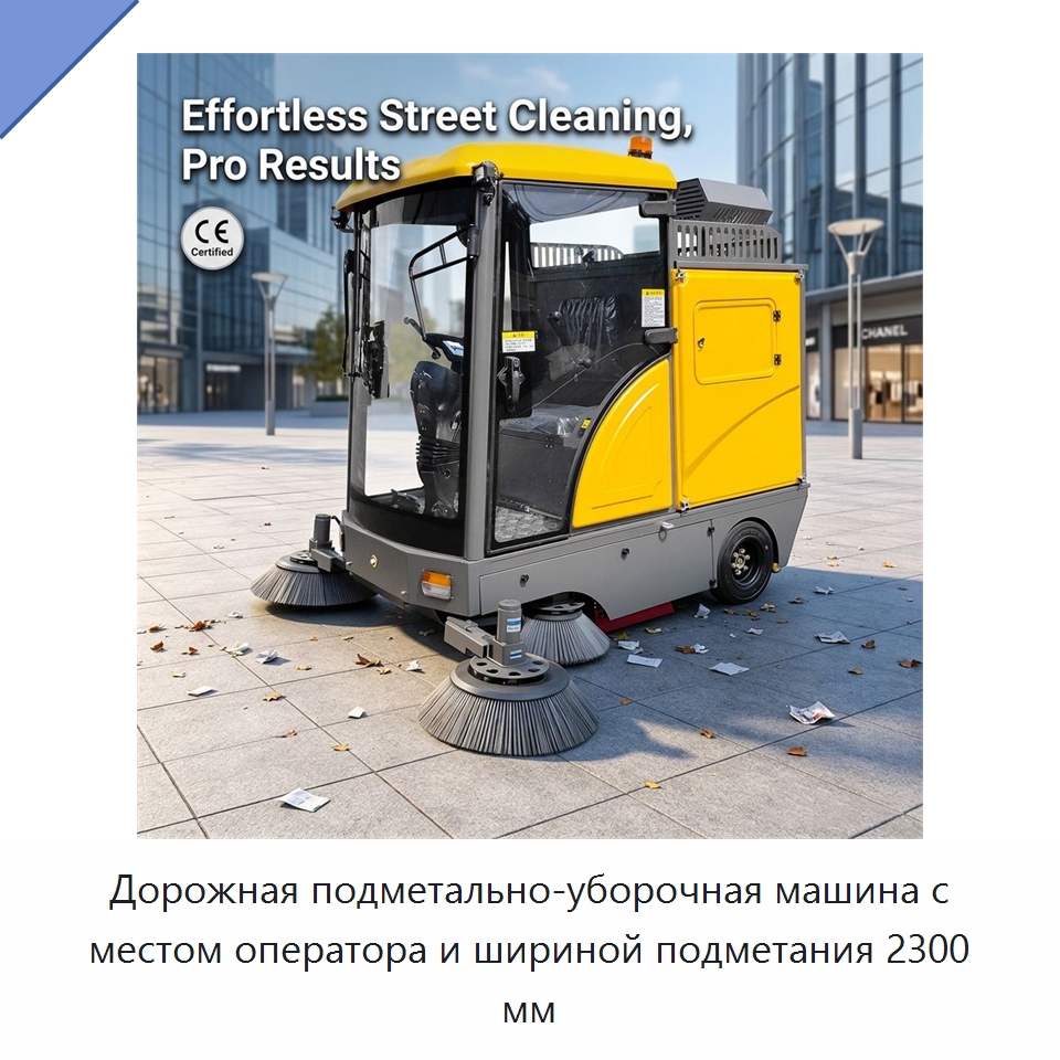 Дорожная подметально-уборочная машина с местом оператора и шириной подметания 2300 мм — Коммунальная техника