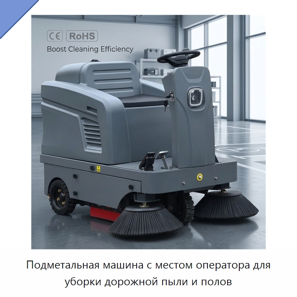 Подметальная машина с местом оператора для уборки дорожной пыли и полов — Подметальные машины
