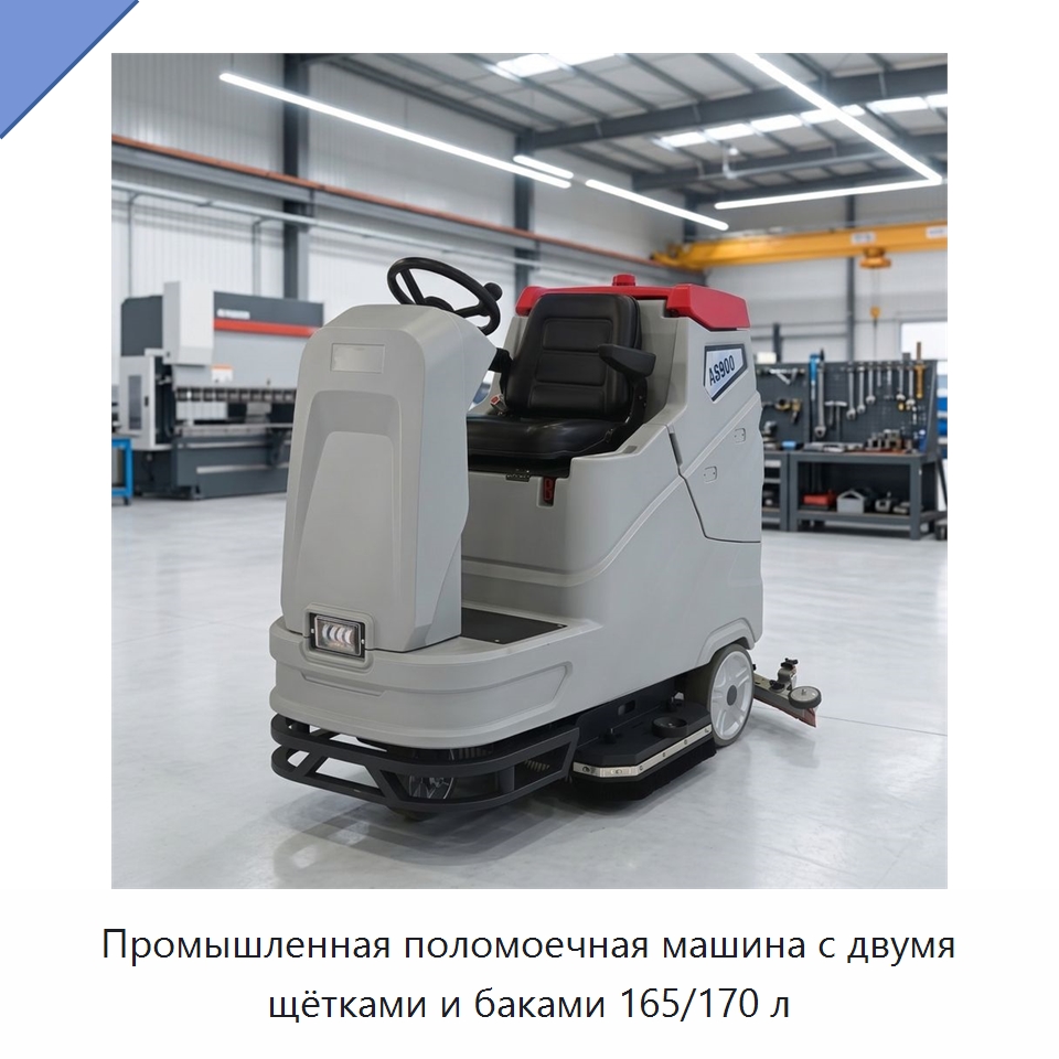 Промышленная поломоечная машина с двумя щётками и баками 165/170 л — Подметальные машины