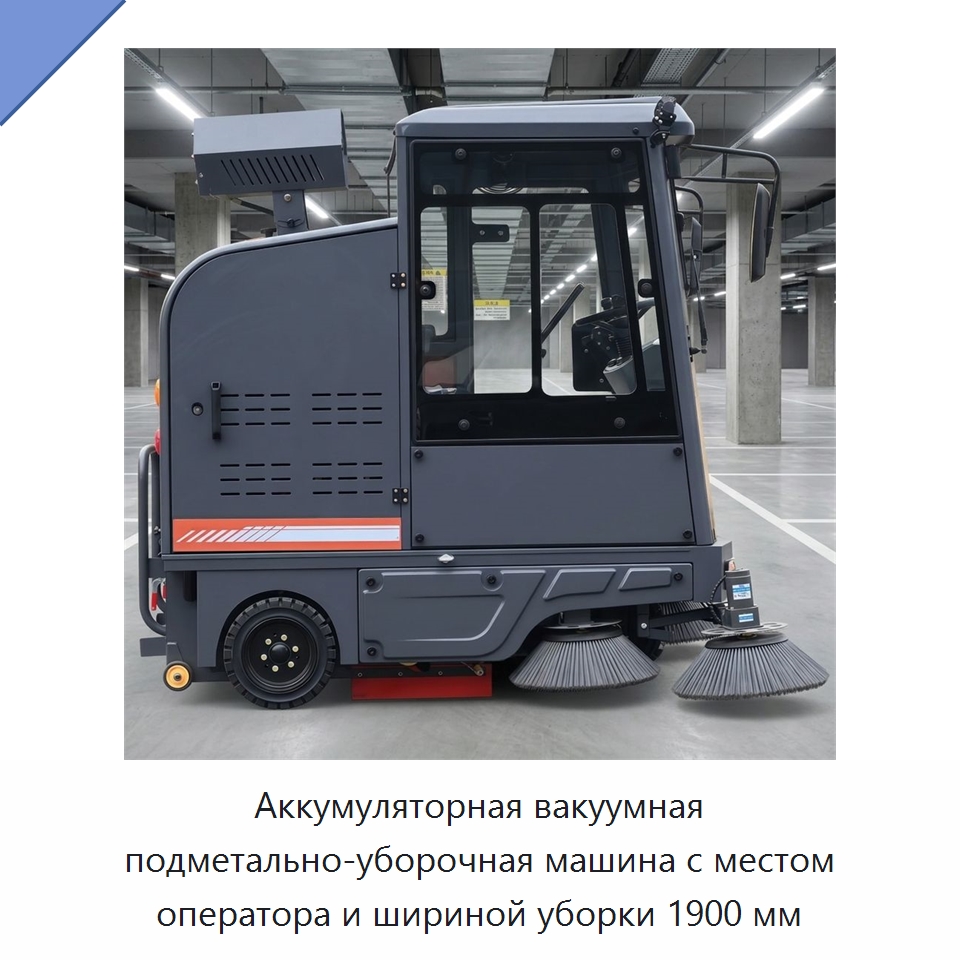 Аккумуляторная вакуумная подметально-уборочная машина с местом оператора и шириной уборки 1900 мм — Подметальные машины