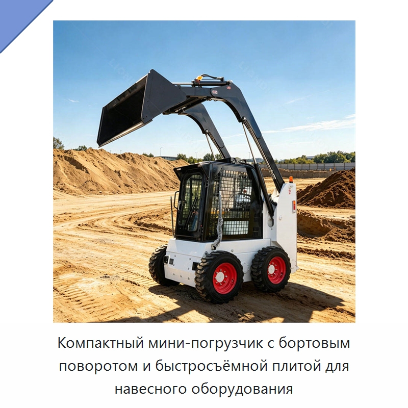Компактный мини-погрузчик с бортовым поворотом и быстросъёмной плитой для навесного оборудования — Землеройная техника