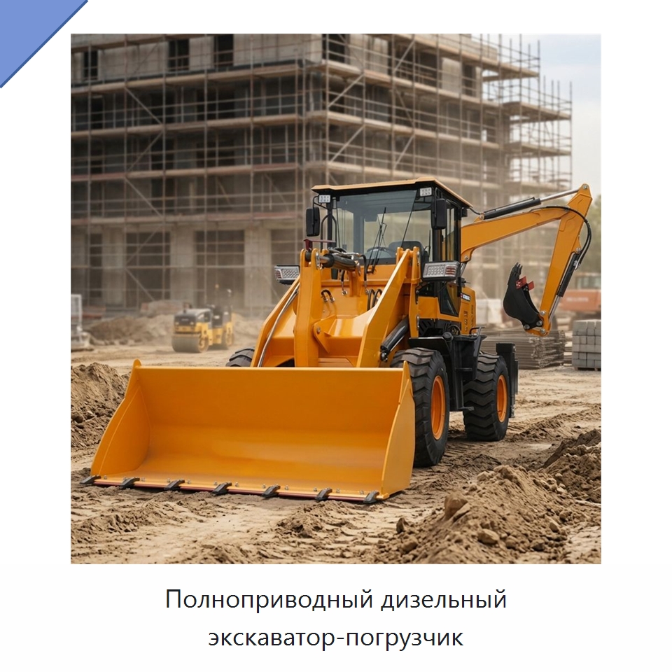 Полноприводный дизельный экскаватор-погрузчик — Землеройная техника