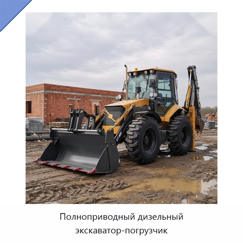 Полноприводный дизельный экскаватор-погрузчик
