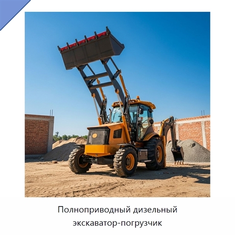 Полноприводный дизельный экскаватор-погрузчик