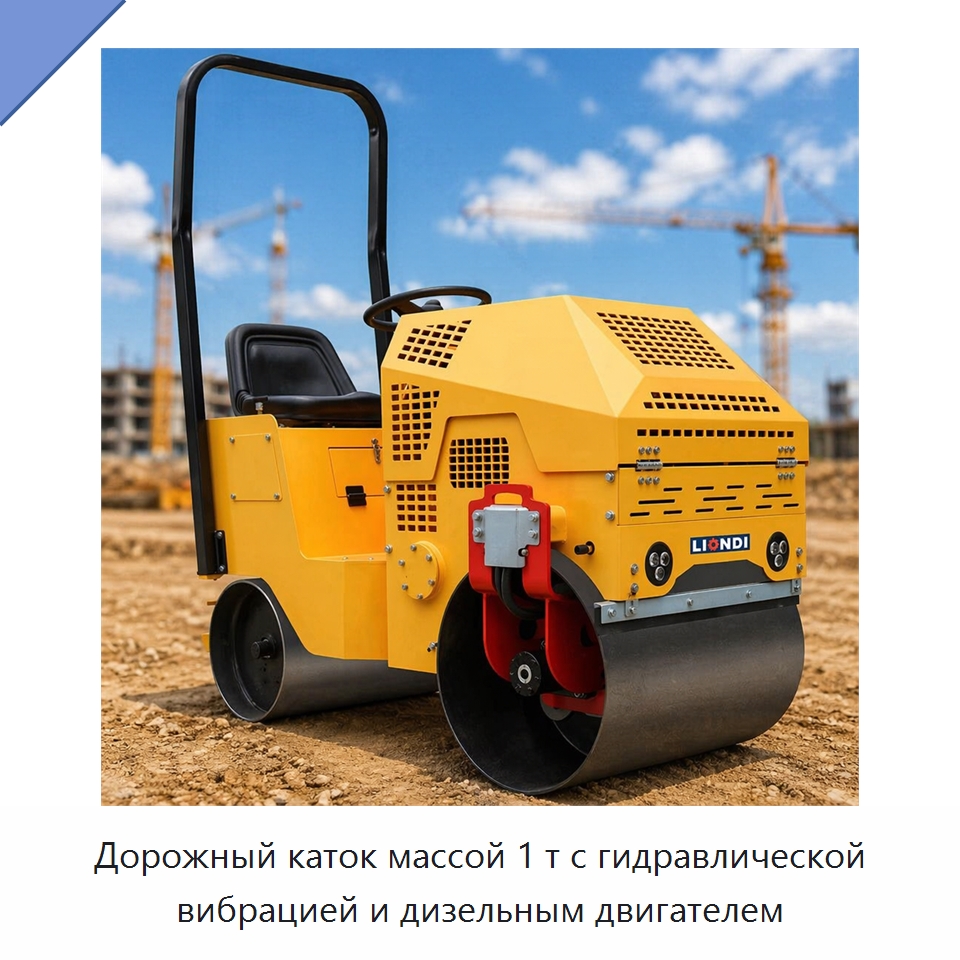 Дорожный каток массой 1 т с гидравлической вибрацией и дизельным двигателем — Дорожная техника