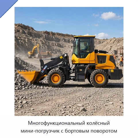 Многофункциональный колёсный мини-погрузчик с бортовым поворотом